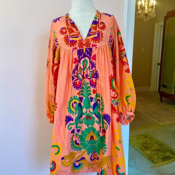 pink and orange smock dress COLLUSION Plus color block maxi smock dress in pink and red